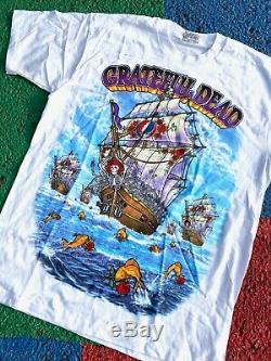 Vintage Grateful Dead 1993 Ship of Fools RARE White liquid blue shirt USA gdm XL