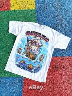Vintage Grateful Dead 1993 Ship of Fools RARE White liquid blue shirt USA gdm XL