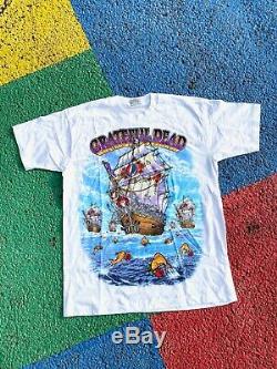 Vintage Grateful Dead 1993 Ship of Fools RARE White liquid blue shirt USA gdm XL