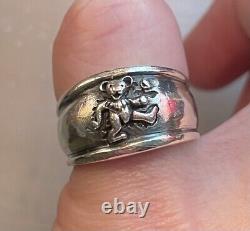 Vintage Grateful Dead Dancing Bear Sterling Silver Ring Women. Size 6.75 RARE