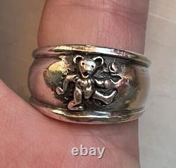 Vintage Grateful Dead Dancing Bear Sterling Silver Ring Women. Size 6.75 RARE