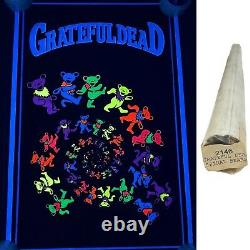 Vintage Grateful Dead Dancing Spiral Bears RARE 35x23 Blacklight Poster NEW