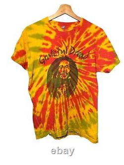 Vintage Grateful Dead Dread Bob Marley T-Shirt Sz L Tie Dye Band Music RARE 80s