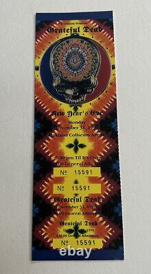 Vintage Grateful Dead Ticket. New Years Eve 1990. RARE Full Ticket Oakland CA