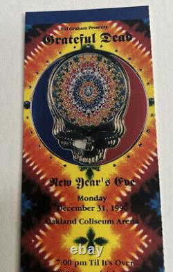 Vintage Grateful Dead Ticket. New Years Eve 1990. RARE Full Ticket Oakland CA